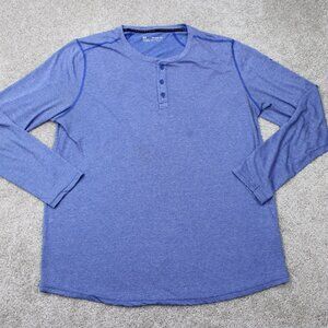 Under Armour Henley Shirt Men 2XL XXL Blue UA Threadborne Loose Fit Heatgear L/S